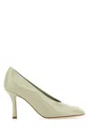 Burberry Beige Shiny Lambskin Pumps With Quilted Insole In Grey