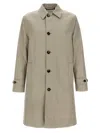Burberry Long Cotton Double-breasted Coat With Notched Lapel In Grey