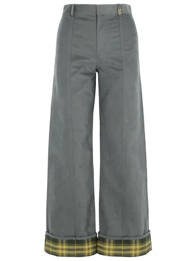 Burberry Grey Nylon Blend Trousers Women In Cinder