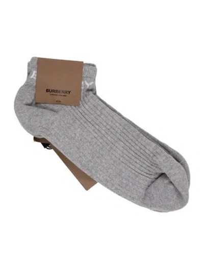 Pre-owned Burberry Grey Pattern Printed Ribbed Ankle Socks In Gray