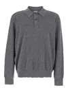 Burberry Grey Polo Shirt With Classic Collar And Check Motif On The Collar In Wool Man In Gray