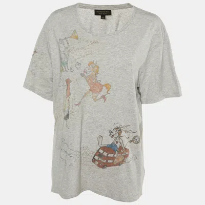 Pre-owned Burberry Grey Printed Cotton Knit T-shirt Xxl