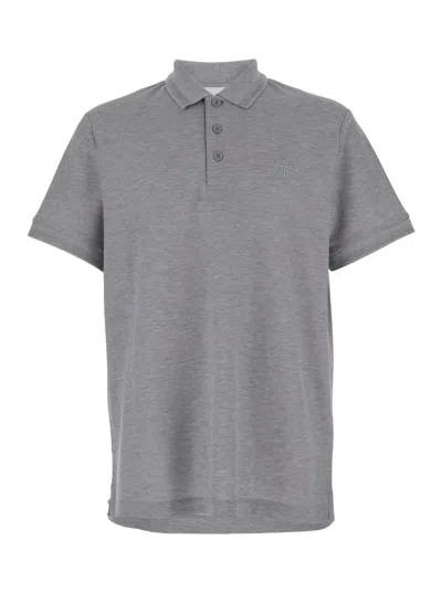 Burberry Grey Short Sleeve Polo Shirt With Buttons In Cotton Man