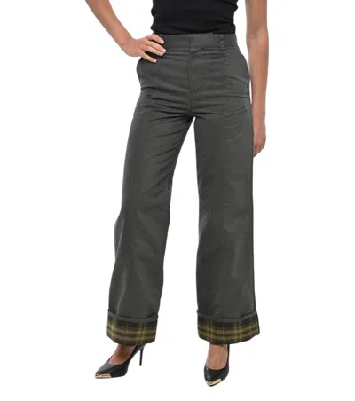 Burberry Grey Straight Flat Front Pants In Gray