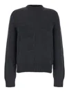 BURBERRY GREY SWEATER WITH EQUESTRIAN KNIGHT JACQUARD MOTIF IN CASHMERE MAN