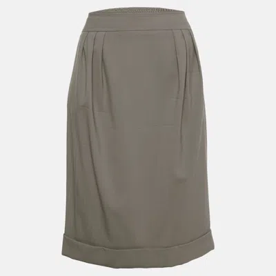 Pre-owned Burberry Grey Wool Blend Pleated Short Skirt M