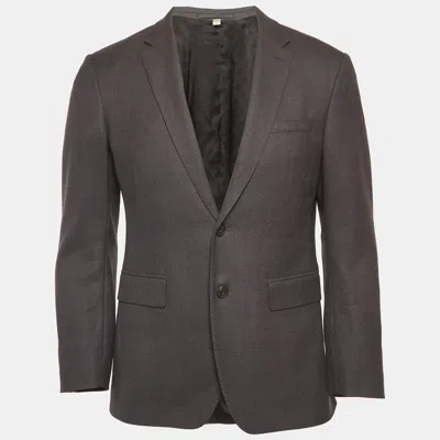 Pre-owned Burberry Grey Wool Blend Regular Fit Blazer M In Gray