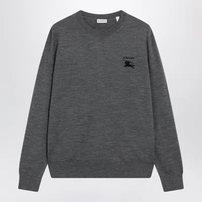 Burberry Signature Knit Sweater Ribbed Cuffs Hem In Gray