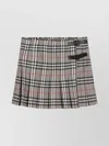 Burberry Grey Wool Kilt Skirt With Check Pattern In Gray