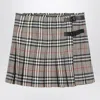 Burberry Grey Wool Kilt Skirt With Check Pattern Women In Gray