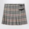 Burberry Grey Wool Kilt Skirt With Check Pattern