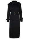 BURBERRY GREY WOOL LONG TRENCH COAT