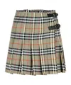 Burberry Womens Check-print Pleated Wool Mini Skirt Crater Dk Charcoal C In Gray