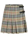 Burberry Womens Check-print Pleated Wool Mini Skirt Crater Dk Charcoal C In Gray