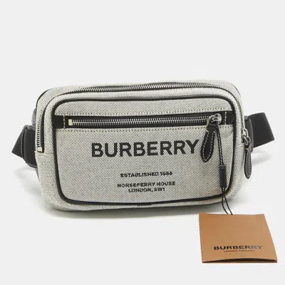 Pre-owned Burberry Grey/black Canvas And Leather West Belt Bag