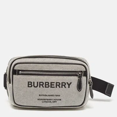 Pre-owned Burberry Grey/black Canvas And Leather West Belt Bag