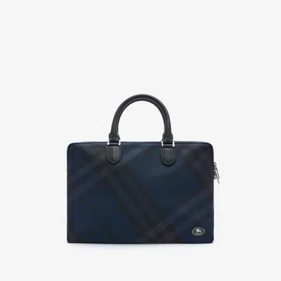 Burberry Grid Briefcase In Blue