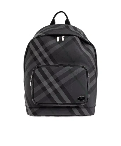 Burberry Grid Check Backpack In Orange
