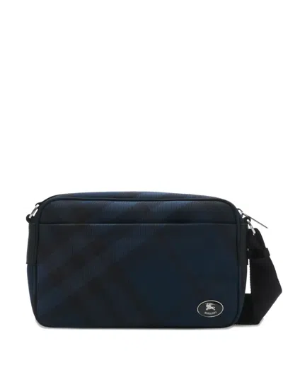 Burberry Grid Messenger Bag In Blue