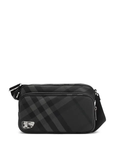 Burberry Grid Messenger Bag In Grey