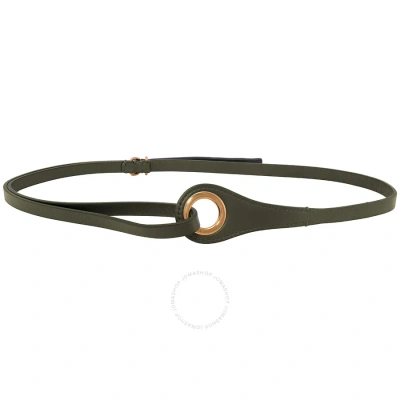 Burberry Grommet Detail Lambskin Belt In Dark Olive