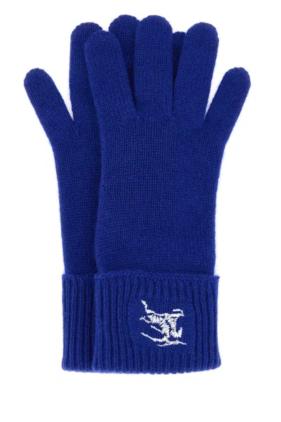 BURBERRY BURBERRY ELECTRIC BLUE CASHMERE BLEND GLOVES