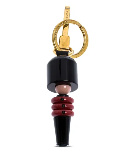 Pre-owned Burberry Guard Leather Keyholder In Black