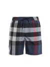 Burberry Checked Swim Shorts In Blue