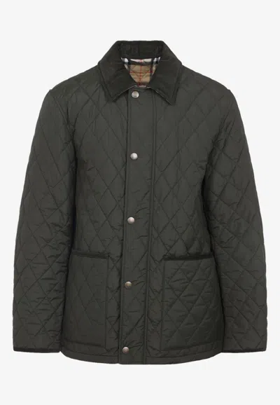 Burberry Haddington Diamond-quilted Jacket In Green