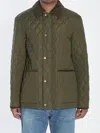 Burberry Padded Corduroy-trimmed Quilted Shell Jacket In Green