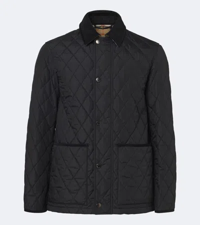 Burberry Haddington Quilted Corduroy-trimmed Jacket In Black