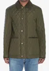 Burberry Quilted Jacket With Corduroy Collar In Green