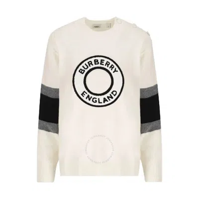 Burberry Hadley Graphic Logo Applique Sweater In White