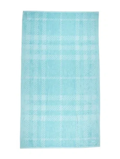 Pre-owned Burberry Half Mega Check Jacquard Beach Towel W/ Tags In Blue