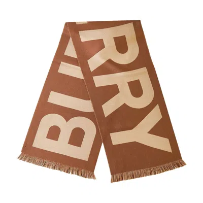 Pre-owned Burberry Half Mega Check Scarf 'beige' In Tan