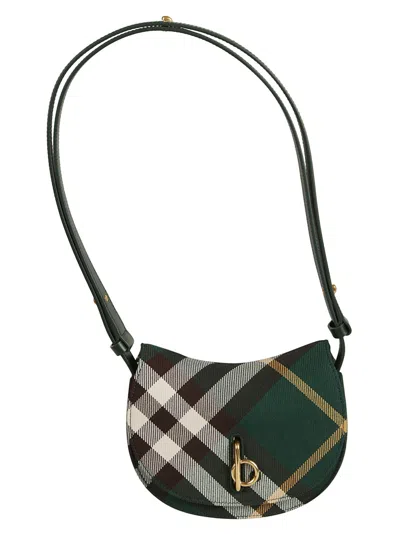 Burberry Half-moon Green Plaid Bag In Gray