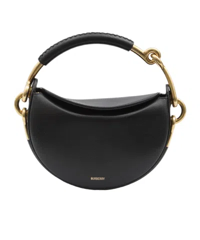 Burberry Half-moon Leather Clutch In Black