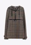 Burberry Half-zip Jacket With Check Pattern In Silk Blend Men
