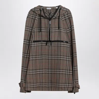 BURBERRY BURBERRY HALF ZIP JACKET WITH CHECK PATTERN IN SILK BLEND