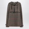 Burberry Half-zip Jacket With Check Pattern In Silk Blend In Brown
