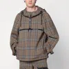 Burberry Half-zip Jacket With Check Pattern In Silk Blend Men In Brown