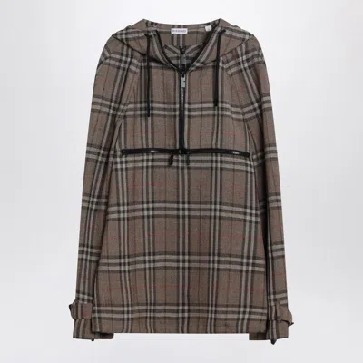 BURBERRY BURBERRY  HALF-ZIP JACKET WITH CHECK PATTERN IN SILK BLEND