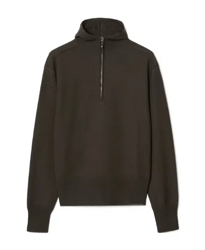 Burberry Half-zip Wool Hoodie In Black