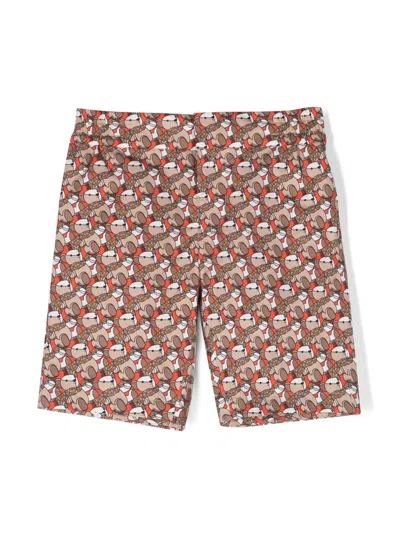 Burberry Kids' Halford Bear-print Shorts In Orange