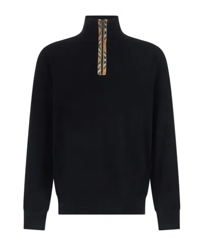 Burberry Half-zip High Collar Knitted Sweater In Multi