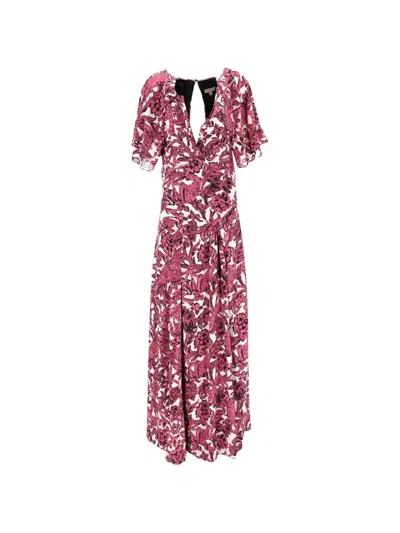 Pre-owned Burberry Hallie Floral Flutter-sleeve Maxi Dress In Pink