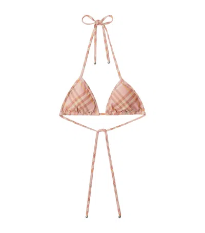 Burberry Halterneck Check Bikini Top In Pink
