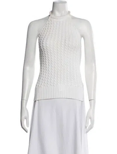 Pre-owned Burberry Halterneck Sleeveless Top In White