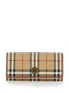 Burberry 'halton' Beige Wallet With Branded Button In Check Fabric Woman In Beige