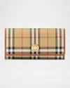 Burberry Halton Check Continental Wallet In Archive Beige